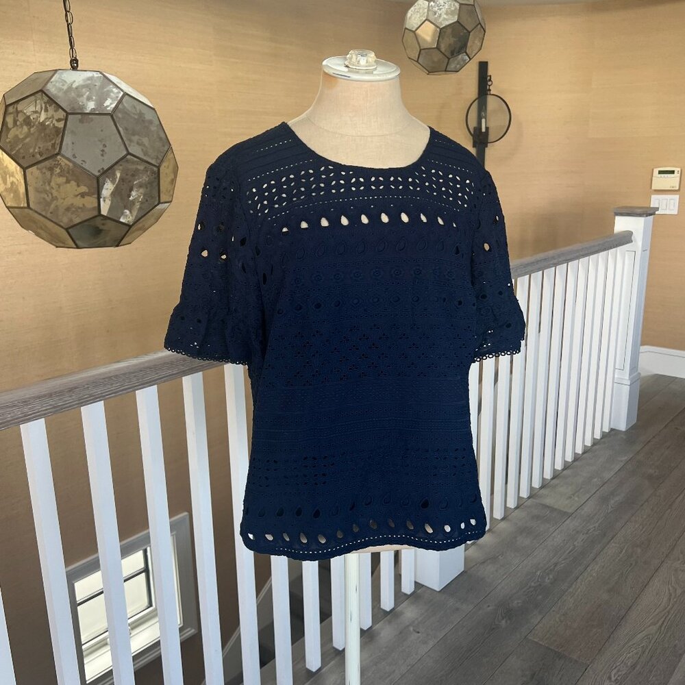 Trina Turk lace navy blouse